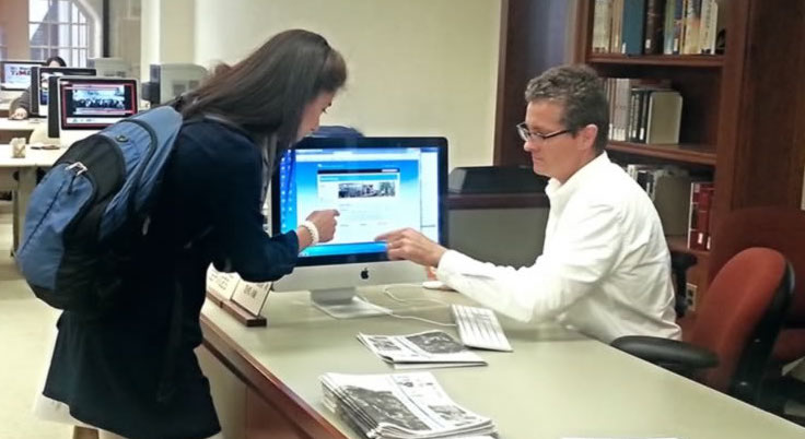 librarian helping student