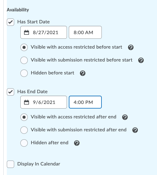 discussion availability options