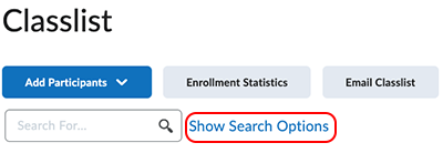 Show search options