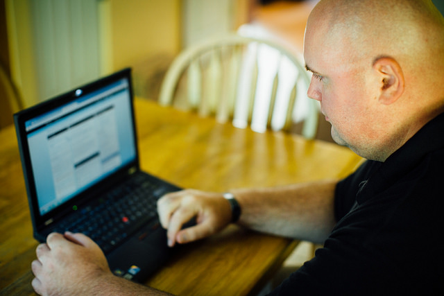 Adult learner at a computer