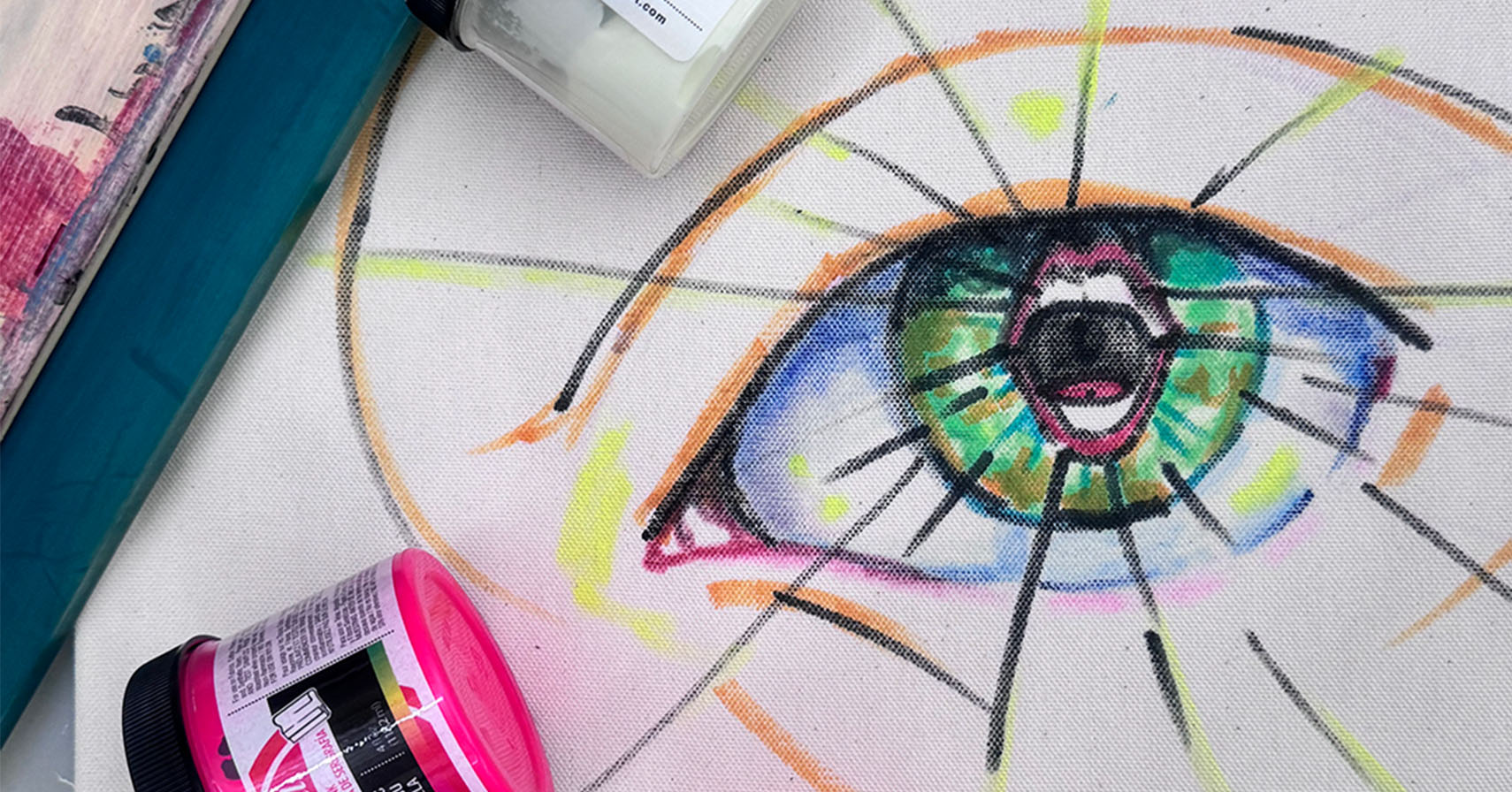 colored pencil eyeball on a paper