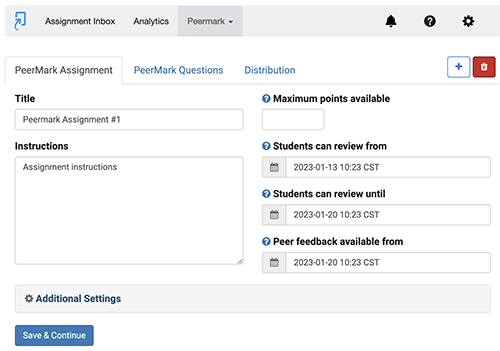 PeerMark settings